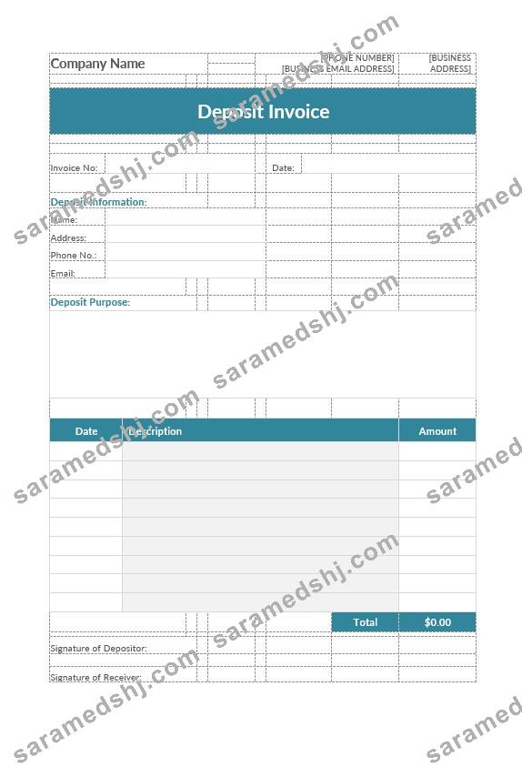 Deposit Invoice Template